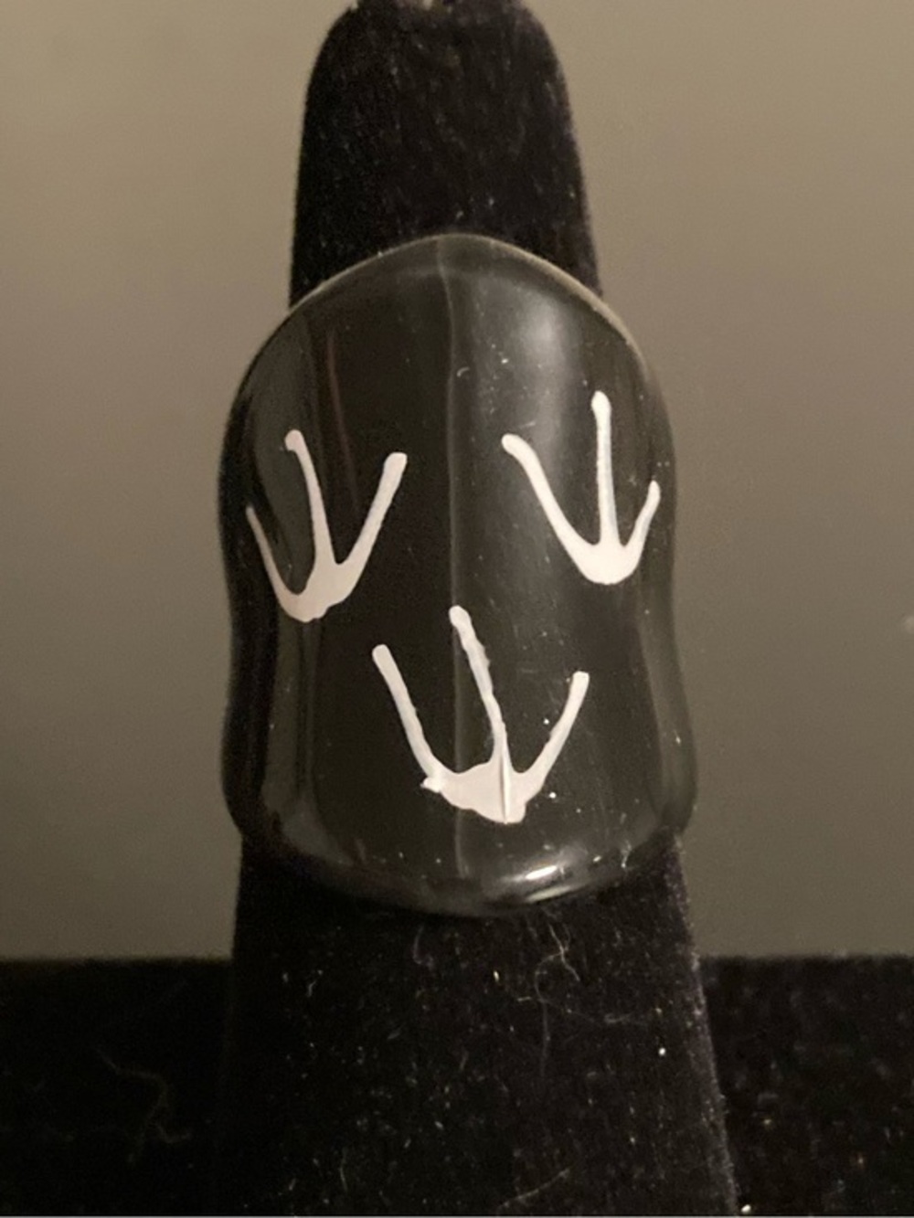 Black Statement Ring with White Arrow Motif